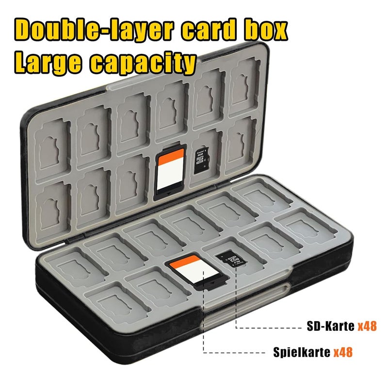 doepeBAE Switch Game Card Case Compatible with Nintendo Switch,Game Card Storage Holder,New Portable Thin Card Protection Case with 48 Game Card Slots and 48 TF Card Slots (S Blue) - Image 4